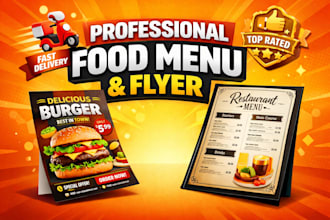 design a professional food menu and fast food flyer in canva