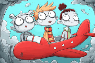 draw cute children comic cartoon in this style