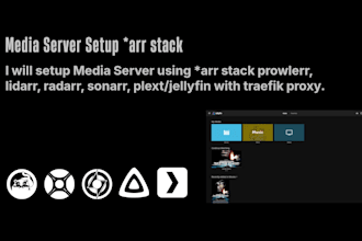 setup open source media server, radarr, lidarr, jellyfin, plex