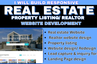 real estate website property listing website real estate realtor landing page