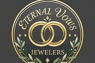 design an elegant and romantic wedding rings logo