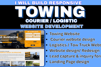 towing website courier website towing logistics website tow truck landing page