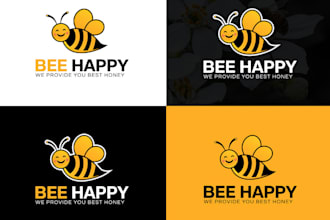 design high quality honey bee logo for you with express delivery