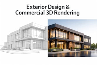 do exterior design 3d modeling and commercial architectural 3d rendering