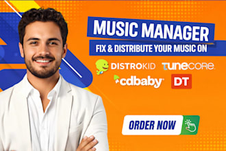 music manager, fix and distribute your music on distrokid, tunecore, cdbaby, dt