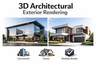 3d render architectural exterior design, commercial , house