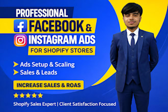 manage shopify facebook ads campaigns , instagram ads,