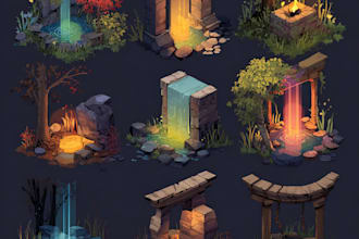 design 2d game concept art background and environment