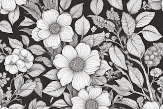 draw botanical florals simple line art