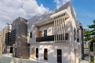 remodel row houses, luxury homes render, duplex design, property development cgi