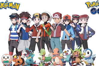 draw your favourite pokémon fakemon character,pokemon trainer in any anime style
