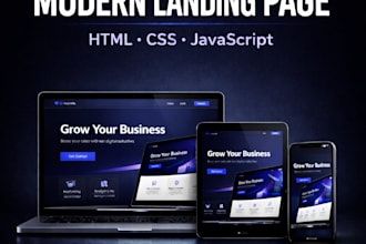 create a responsive landing page with HTML, CSS, javascript