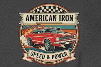 create vintage racing t shirt logo with retro vibes