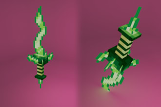 do low poly 3d minecraft weapons for you