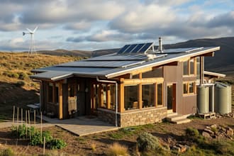 design floor plan, site plan for off grid sustainable house, cabin, eco home