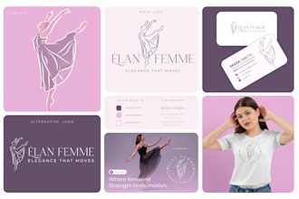design minimalist and luxury feminine logo with full branding kit