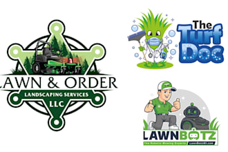 make awesome landscape, grass trimming and lawn care logo