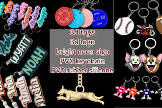 create custom pvc style 3d keychain and logo models for 3d printing