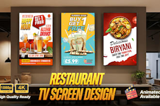 design modern digital menu boards for restaurant TV screens