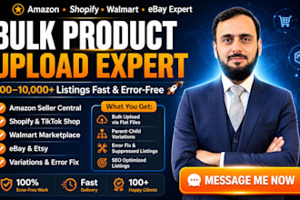do bulk product listing upload, amazon, ebay, walmart, shopify store integration