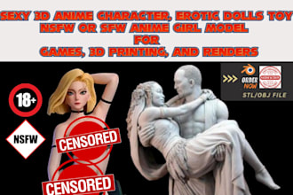 sexy 3d anime character erotic nsfw sfw anime girl model for 3d printing games