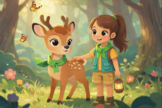 illustrate whimsical children story book illustration, story book