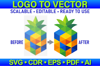 convert logo to vector with manual vector tracing and redraw