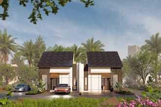 craft 3d single storey house,cozy bungalow,detached apartment,exterior rendering