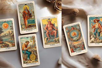 draw custom tarot card, playing card, card game, oracle, or zodiac in any style