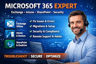 provide microsoft 365 support exchange, intune, sharepoint and security