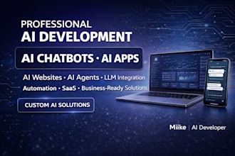 develop ai chatbot mobile app, ai website and ai agent development llm