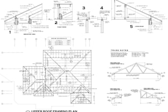 draft framing plan timber wood structure, foundation and trusses plan