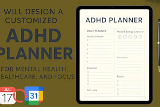 do customized adhd planner for mental health healthcare selfcare focus planner