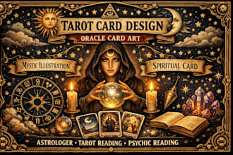 create tarot card design spiritual card mystic illustration oracle art