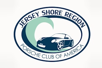 make automotive logo with jersey shore region porsche club