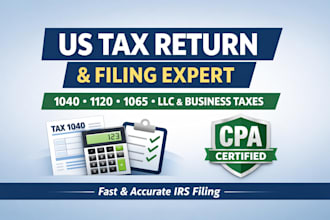 do US tax return filing 1040, 1120, 1065, llc, business taxes