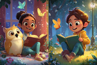 illustrate children story book illustration, kids story