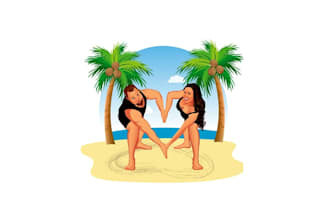 design awesome colorful mascot couples fitness logo