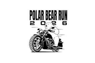design polar bear motorcycle run logo