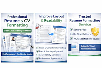 professionally format, rewrite, and improve your resume or CV