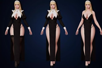 sculpt 3d stylize elf female character,3d medieval,face rig,adventure,vtuber mod