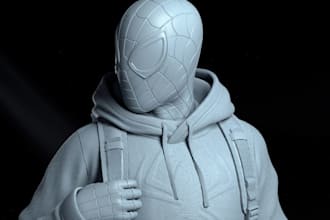 stylized 3d statue,realistic anime sculpt,stl for 3d printing,3mf model,vtubers