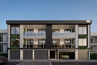 cgi duplex villa,townhouse facade,luxury apartment design,3d interior render,c4d