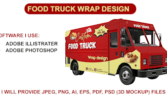 design food truck, food trailer, food stall, food cart, food stand wrap design