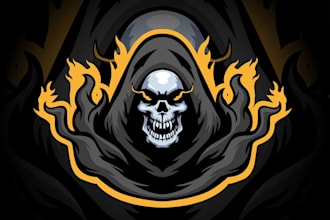 do human skull cartoon emblem mascot logo design