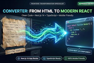 convert your HTML template to a clean nextjs or react component app