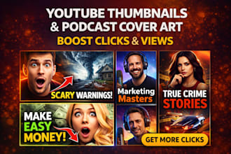 design eye catching youtube thumbnails and podcast cover art that get clicks