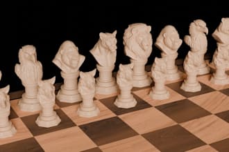 design historical chess set,3d fantasy knight piece,vikings character, pawns,stl