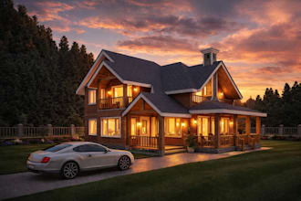 create realistic 3d house exterior rendering