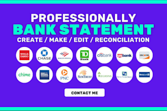 design bank statement of any us, uk bank